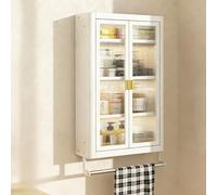 ZUGIATP Étagère À Épices d'angle À 2 Ou 3 Niveaux pour Cuisine Placard Mural Suspendu Grande Capacité avec Porte Construction Robuste pour Salle De Bain(White,Fourth Floor)