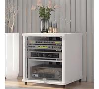 ZUGIATP Meuble De Rangement Multimédia Audio/vidéo Amovible Meuble Audiovisuel Moderne Centre De Divertissement d'angle pour Bar Salon(White,57x55x60cm/22.4x21.6x23.6in)