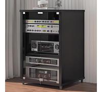 ZUGIATP Meuble De Rangement Multimédia Audio/vidéo Amovible Meuble Audiovisuel Moderne Centre De Divertissement d'angle pour Bar Salon(Black,57x55x80cm/22.4x21.6x31.4in)