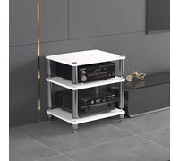 ZUGIATP Meuble Multimédia Audio-vidéo HiFi À 3 Niveaux Support pour Tourne-Disque Meuble Stéréo Tour De Son Support De Rangement pour Console Multimédia(White,Three-Layer)