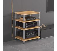 ZUGIATP Meuble Multimédia Audio-vidéo HiFi À 3 Niveaux Support pour Tourne-Disque Meuble Stéréo Tour De Son Support De Rangement pour Console Multimédia(Light Walnut,Four Layers)