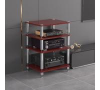 ZUGIATP Meuble Multimédia Audio-vidéo HiFi À 3 Niveaux Support pour Tourne-Disque Meuble Stéréo Tour De Son Support De Rangement pour Console Multimédia(Teak Color,Four Layers)