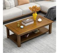 ZUGIATP Multifonction Table De Thé Japonaise Table De Salon avec Étagères Lisser Et Facile À Nettoyer Robuste Et Facile À Assembler pour Salon Bureau(Double-Layered Yellow-Brown,80cm/31in)