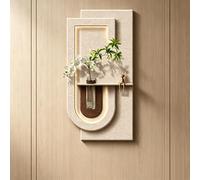 ZUGIATP Peinture Murale Décorative Effet Grès - Art Mural 3D Lumineux À LED - Style Rétro sans Cadre - avec Verdure Artificielle Et Vase - pour Salon, Chambre(Style A,31 * 62in/80 * 160cm)