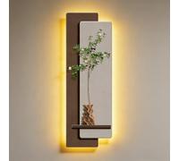 ZUGIATP Sculptures Murales 3D Peinture Murale À Suspendre avec Lumière LED Tableau Décoratif LED en Grès Vert Végétal pour La Maison L'entrée Le Couloir(Style 2,40 * 120cm/15 * 47in)