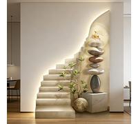 ZUGIATP Tableau Décoratif LED en Grès Vert Végétal Peinture Murale À Suspendre avec Lumière LED pour La Maison L'entrée Le Couloir La Chambre À Coucher(Style C,80 * 120cm/31 * 47in)