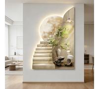 ZUGIATP Tableau Décoratif LED en Grès Vert Végétal Peinture Murale À Suspendre avec Lumière LED pour La Maison L'entrée Le Couloir La Chambre À Coucher(Style E,120 * 180cm/47 * 70in)