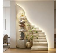 ZUGIATP Tableau Décoratif LED en Grès Vert Végétal Peinture Murale À Suspendre avec Lumière LED pour La Maison L'entrée Le Couloir La Chambre À Coucher(Style D,90 * 130cm/35 * 51in)