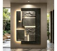 ZUGIATP Œuvre d'art en Grès À Alimentation Électrique, Style Rétro sans Bordures, Art 3D Texturé Et Moderne ; Peinture Murale Décorative en Grès(Style D,47 * 70in/120 * 180cm)