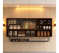 ZUGIATP Vitrine Murale De Cuisine, Armoire À Pharmacie avec 2 Portes Vitrées, Étagère De Rangement Suspendue, Construction Robuste(Style A,120 * 50 * 28cm/47 * 19 * 11in)