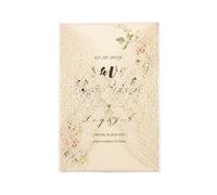ZUGLQYSX Carte Mariage Lot de 10 invitations mariage vintage à rabats rustiques(Color 02)