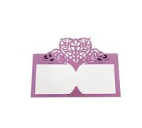 ZUGLQYSX Cartes Voeux Carte De Table Mariage En Papier Découpé Au Laser Forme Cœur, Nom, Place, Décoration Fête, Siège For Faveur, 10/50/100 Pièces(Dark purple,50pcs)