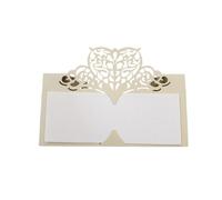 ZUGLQYSX Cartes Voeux Carte De Table Mariage En Papier Découpé Au Laser Forme Cœur, Nom, Place, Décoration Fête, Siège For Faveur, 10/50/100 Pièces(Beige,50pcs)