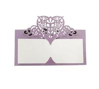 ZUGLQYSX Cartes Voeux Carte De Table Mariage En Papier Découpé Au Laser Forme Cœur, Nom, Place, Décoration Fête, Siège For Faveur, 10/50/100 Pièces(Light purple,100pcs)