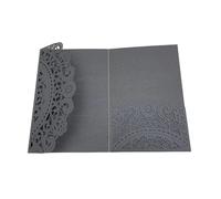 ZUGLQYSX Cartes Voeux Carte d'invitation de mariage découpée au Laser, carte vœux d'affaires en dentelle à trois volets, décoration faveur fête, fiançailles, 10 pièces(Only Grey Cover)