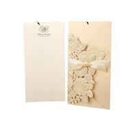 ZUGLQYSX Cartes Voeux Carte d'invitation de mariage découpée au Laser, cartes vœux personnalisées avec cœur d'amour ruban, fournitures réception, 5/10 pièces(Gold cover insert,5pcs)