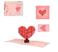ZUGLQYSX Cartes Voeux Cartes d'invitation de vœux en forme cerisier d'amour 3D, 2 pièces, carte postale miniature découpée au Laser, cadeaux for amoureux, petite amie, décor fête mariage