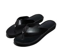 ZUGLQYSX Leather Flip-flops For Men Cool Beach Summer Shoes Hotel Slippers Man Big Size 47 Light Flats Luxe Men's pour l'été(Black,44)