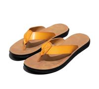 ZUGLQYSX Leather Flip-flops For Men Cool Beach Summer Shoes Hotel Slippers Man Big Size 47 Light Flats Luxe Men's pour l'été(Yellow,38)