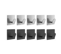 ZUGLQYSX Stainless Steel Wall Hook Bathroom Robe Hooks Adhesive Towel Holder Kitchen Accessories Organizer Multi-Purpose Door Hanger Hook(5black 5silver)