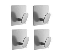 ZUGLQYSX Stainless Steel Wall Hook Bathroom Robe Hooks Adhesive Towel Holder Kitchen Accessories Organizer Multi-Purpose Door Hanger Hook(4pcs silver)