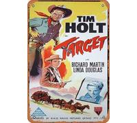Zuhhgii Affiche de film classique rétro Target Original Daybill Affiche de film Tim Holt RKO Western Vintage en métal Plaque en étain Affiche de film TV Cadeau Karaoké Bar Pub Club Plaques murales