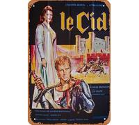 Zuhhgii Affiche de film El Cid en métal - Décoration murale vintage - Cadeau idéal - 30,5 x 20,3 cm - Décoration murale pour salle de bain - Café et bar