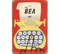 Zuhhgii Affiche de film « Fly British European Airways » - Plaque murale rétro en métal pour café, restaurant, maison, club, restaurant, cave, cadeau vintage - 30,5 x 20,3 cm