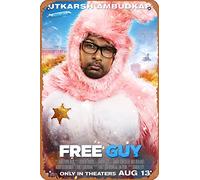 Zuhhgii Affiche de film Free Guy (Utkarsh Ambudkar, Mouser) - 20,3 x 30,5 cm - Plaque en métal vintage pour maison, bar, pub, garage