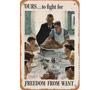 Zuhhgii Affiche de film Freedom From Want (M) rétro en étain pour café, restaurant, maison, club, restaurant, cave, cadeau vintage, 30,5 x 20,3 cm.