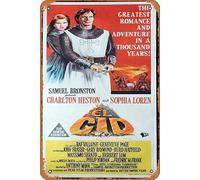 Zuhhgii Affiche de film rétro classique EL CID originale Sophia Loren Charlton Heston en métal vintage Affiche de film TV Cadeau Karaoké Bar Pub Club Plaques murales décoratives Man Cave Home