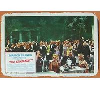 Zuhhgii Affiche de film rétro classique The Chase 1966 Marlon Brando Jane Fonda Lobby Card 2 Vintage Metal Tin Sign Old TV Film Poster Cadeau Karaoké Bar Pub Club Plaques murales décoratives Man Cave