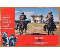 Zuhhgii Affiche de film rétro classique The Cheyenne Social Club Original Lobby Card 3 James Stewart Henry Fonda Plaque en métal vintage Affiche de film TV Cadeau karaoké Bar Pub Club Plaques murales