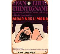 Zuhhgii Affiche de film rétro en métal Ma nuit chez Maud - Cadeau décoratif - Affiche de film rétro de dessin animé - Voiture amusante - Pour bar, maison, café, cinéma, art vintage