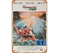 Zuhhgii Affiche de film rétro Romancing The Stone 1984 - Plaque en métal vintage de film classique - Plaque en métal pour bar, karaoké, club de musique, restaurant, cave, décoration murale, 20,3 x