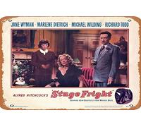 Zuhhgii Affiche de film rétro Stage Fright 1950 - Plaque en métal vintage de film classique - Plaque en métal pour bar, karaoké, club de musique, restaurant, cave, décoration murale de 20,3 x 30,5 cm.
