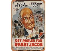 Zuhhgii Affiche de film rétro The Mad Adventures of 'Rabbi' Jacob - Plaque murale rétro en métal pour café, restaurant, maison, club, restaurant, cave, cadeau vintage - 30,5 x 20,3 cm.