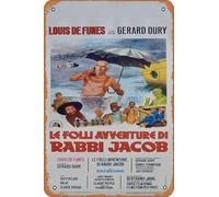 Zuhhgii Affiche de film rétro The Mad Adventures of 'Rabbi' Jacob - Plaque murale rétro en métal pour café, restaurant, maison, club, restaurant, cave, cadeau vintage - 30,5 x 20,3 cm.