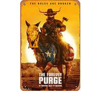 Zuhhgii Affiche de film The Forever Purge (Ana De La Reguera, Josh Lucas) - 20,3 x 30,5 cm - Plaque en métal vintage pour maison, bar, pub, garage, décoration