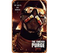 Zuhhgii Affiche de film The Forever Purge (Ana De La Reguera, Josh Lucas) - 20,3 x 30,5 cm - Plaque vintage en métal pour maison, bar, pub, garage, décoration cadeaux