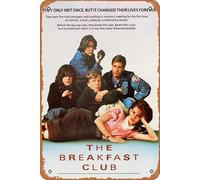 Zuhhgii Affiche de film vintage Breakfast Club, The 1985, rétro du film classique ancien, plaque en métal pour TV, bar, karaoké, décoration murale 20,3 x 30,5 cm.