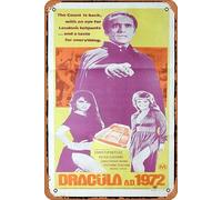 Zuhhgii Affiche de film vintage classique ancien film DRACULA AD 1972 original Daybill Christopher Lee Hammer - Affiche de film en métal - Affiche TV cadeau karaoké bar pub club plaques murales