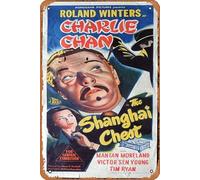 Zuhhgii Affiche de film vintage classique Charlie Chan The Shanghai Chest vintage Daybill - Affiche de film en métal - Affiche TV - Cadeau pour karaoké, bar, pub, club - Plaque murale décorative pour