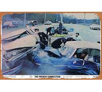 Zuhhgii Affiche de film vintage classique en étain The French Connect Carte originale de hall 1 gène Hackman Roy Scheider rétro en métal Affiche TV Cadeau karaoké Bar Pub Club Plaques murales