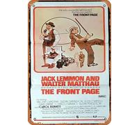 Zuhhgii Affiche de film vintage classique en étain The Front Page originale Daybill Affiche de film Walter Matthau Jack Lemmon Billy Wilder rétro Cadeau karaoké Bar Pub Club Décoration murale