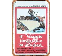 Zuhhgii Affiche de film vintage classique The Golden VOYAGE OF SINBAD Original Locandina Movie Poster Ray Harryhausen rétro en métal Affiche TV Cadeau karaoké Bar Pub Club Plaques murales décoratives
