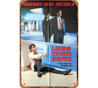 Zuhhgii Affiche de film vintage Less than Zero Original One Sheet Affiche de film Robert Downey Andrew McCarthy en étain, rétro de l'ancien film classique, panneau en métal, panneau TV, bar, mur, club