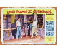 Zuhhgii Affiche de film vintage Love SLAVES OF THE AMAZON Lobby Card 4 1957 Jungle Women - Plaque en métal rétro de film classique - Plaque en métal - Décoration murale pour bar, bar, restaurant