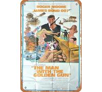 Zuhhgii Affiche de film vintage Man With The Golden Gun, The 1974, rétro de l'ancien film classique, plaque en métal pour TV, bar, karaoké, décoration murale 20,3 x 30,5 cm.