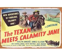 Zuhhgii Affiche de film vintage « The Texan Meets Calamity Jane » - Carte de lobby Evelyn Ankers James Ellison Grace - Rétro - Affiche de film classique - Plaque en métal pour bar, mur, club